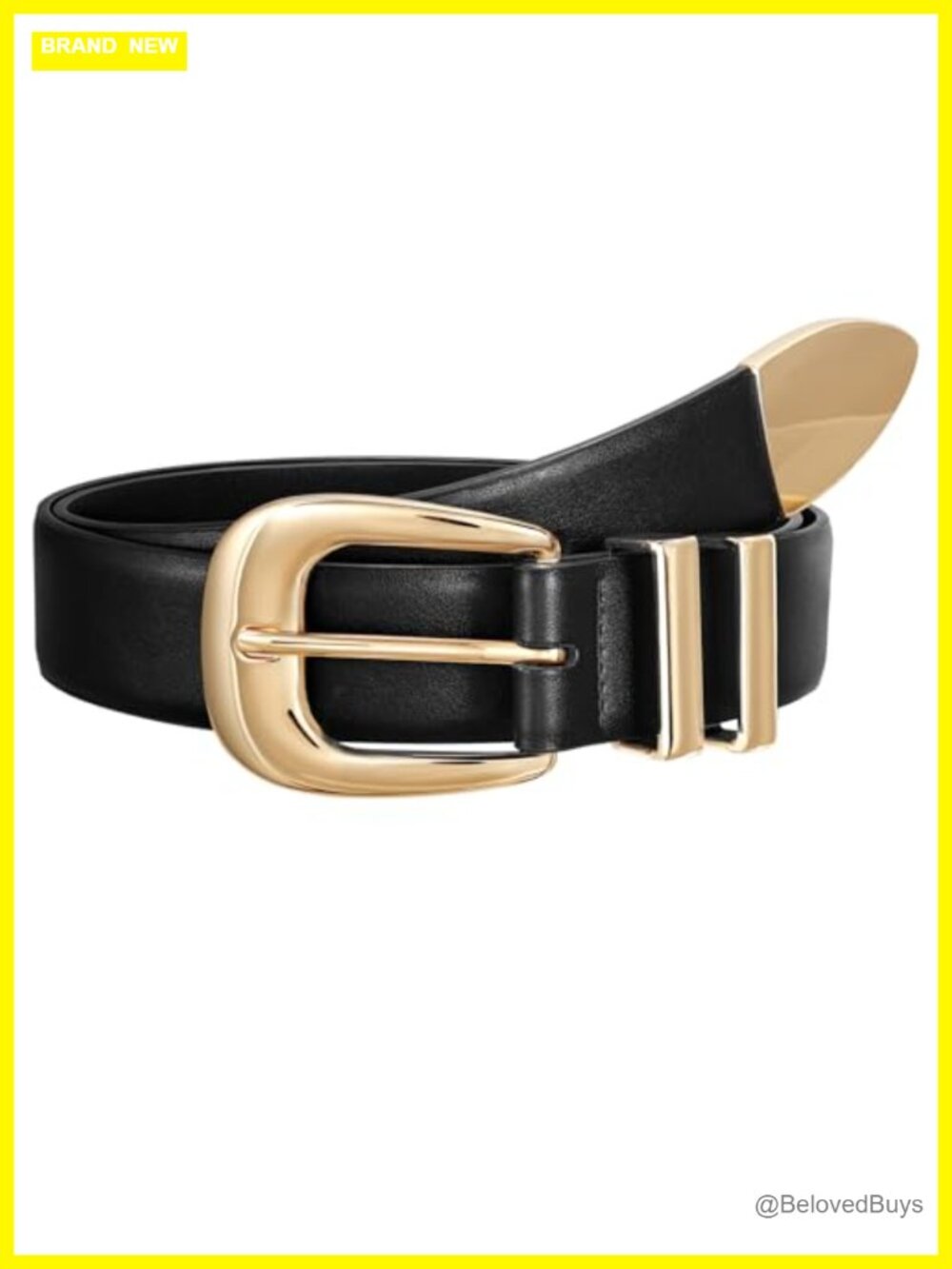 Women Leather Belt Gold Buckle Plus Size Faux Leather for Jeans Dress Western